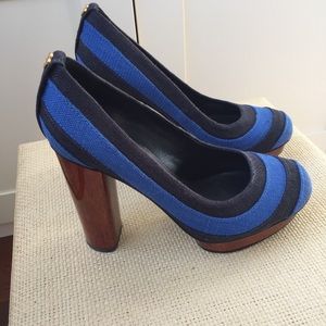 Tory Burch Striped Platform Pumps
